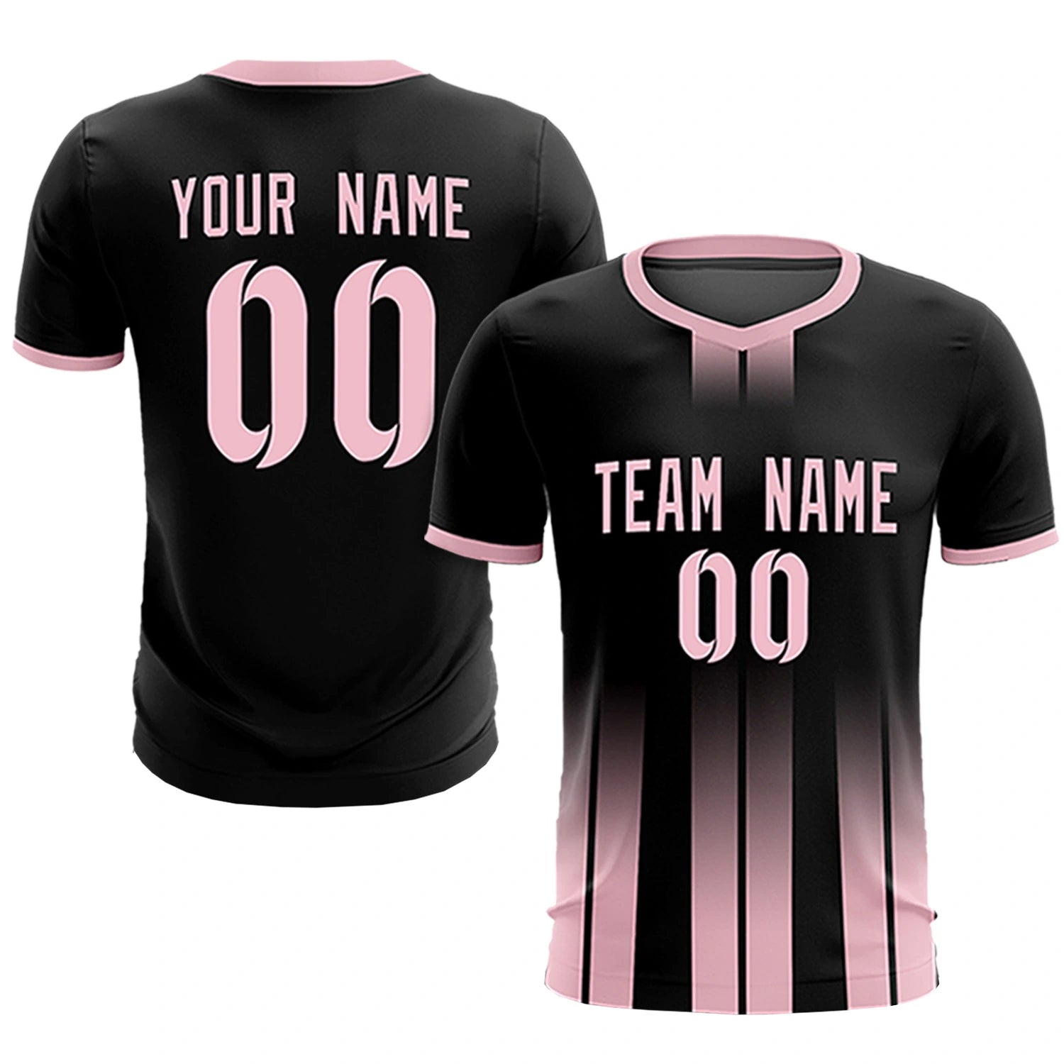 Custom Black Light Pink Vertical Training Uniform Soccer Sets Jersey