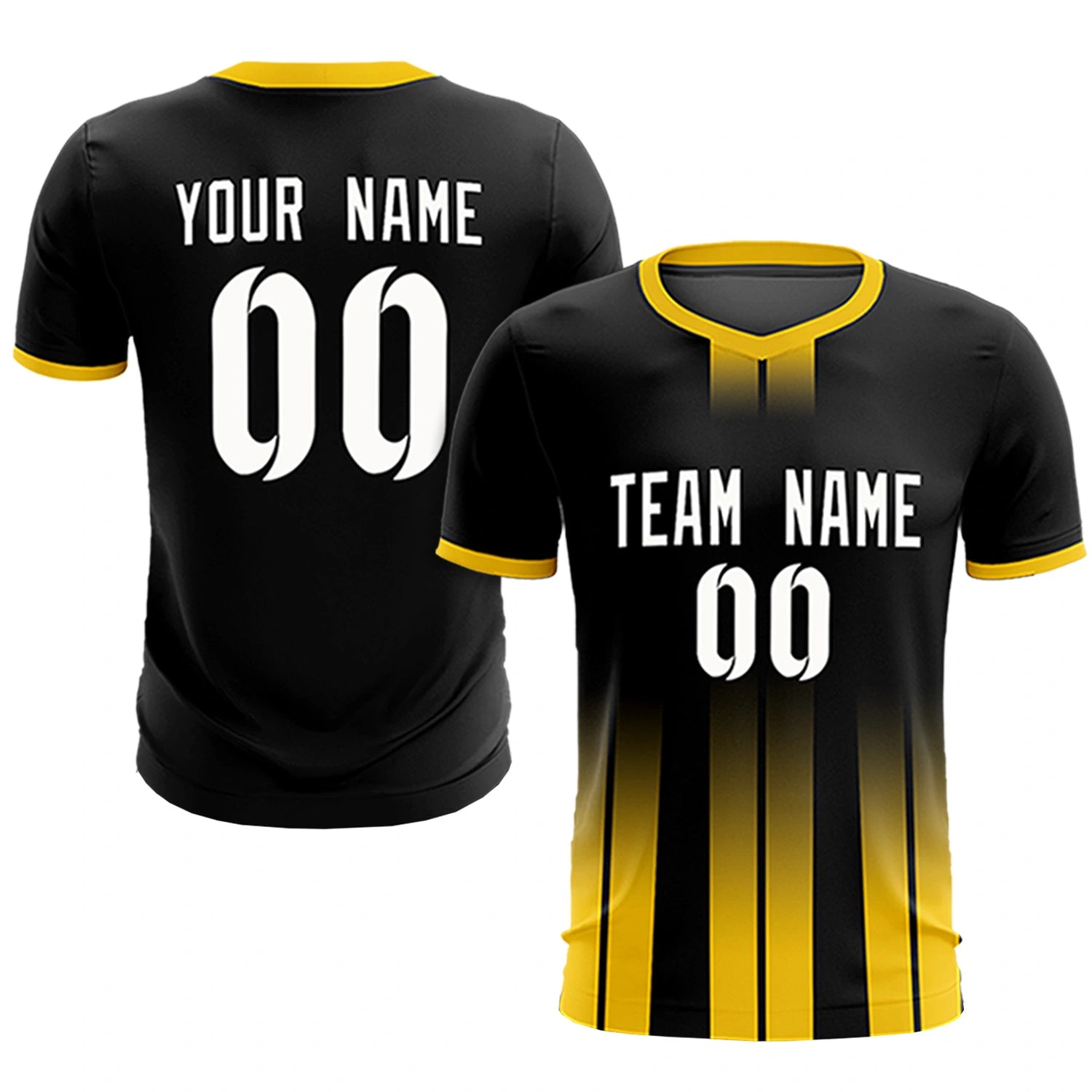 Custom Black Gold01 Vertical Training Uniform Soccer Sets Jersey