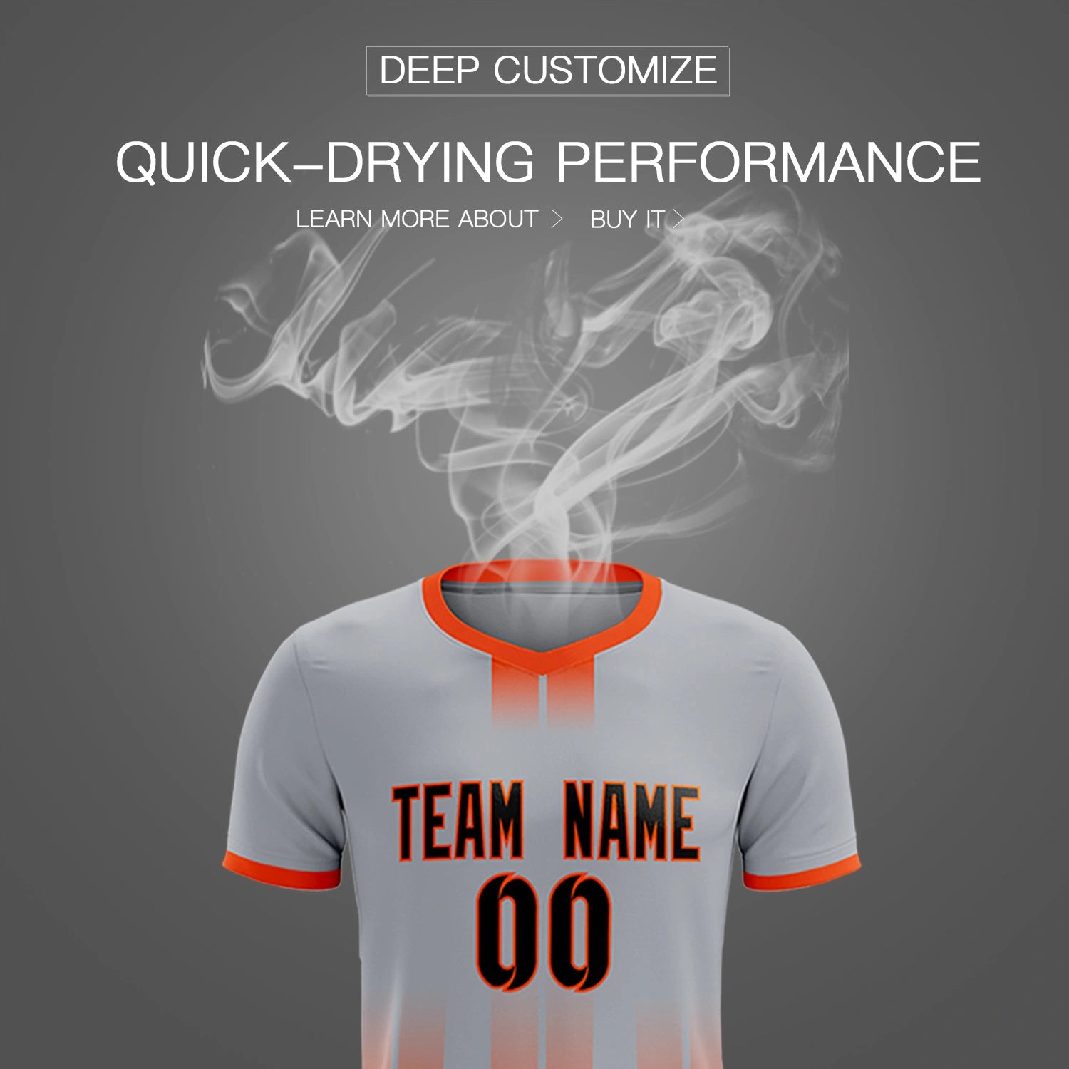 Custom Gray Orange Vertical Training Uniform Soccer Sets Jersey