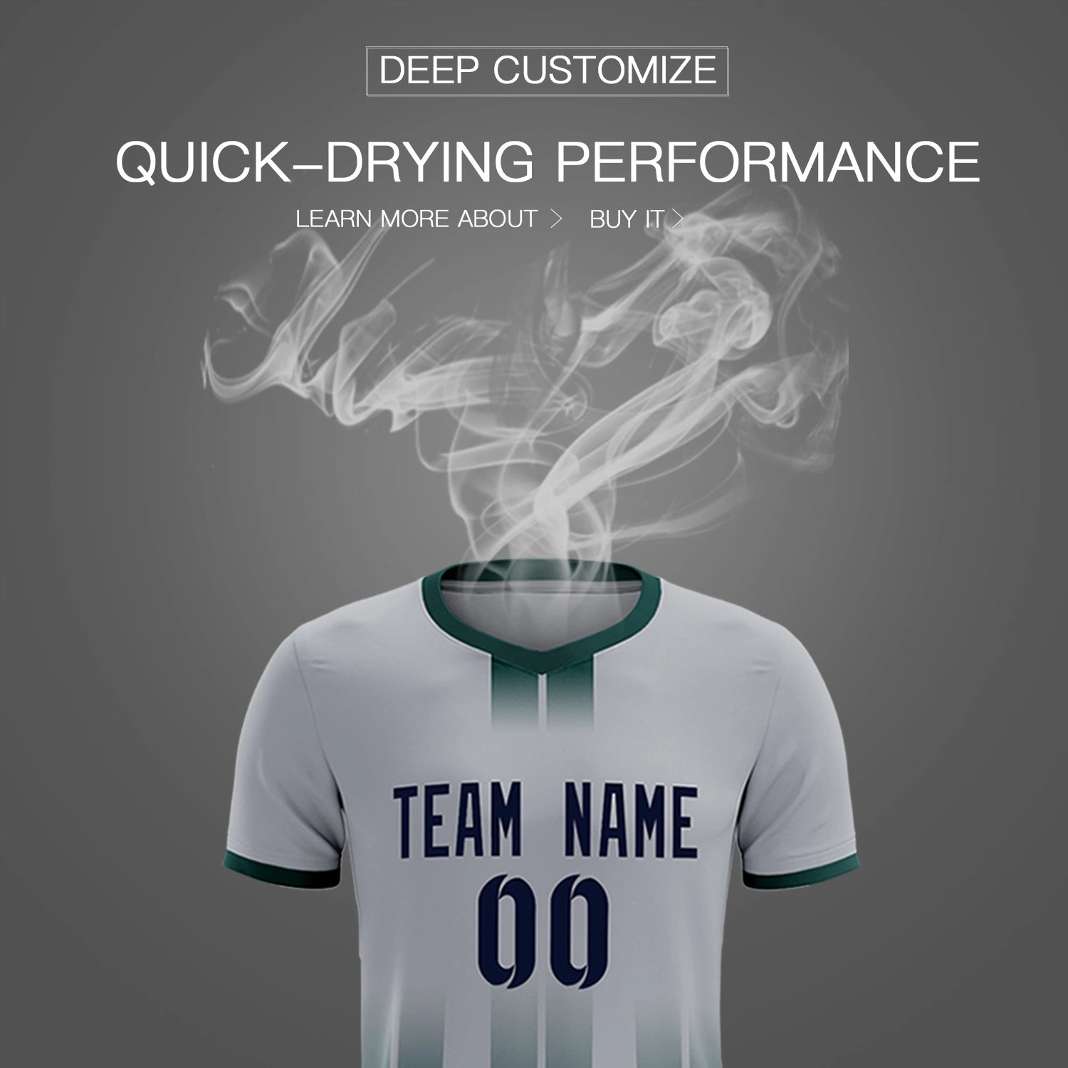 Custom Gray Midnight Green Vertical Training Uniform Soccer Sets Jersey