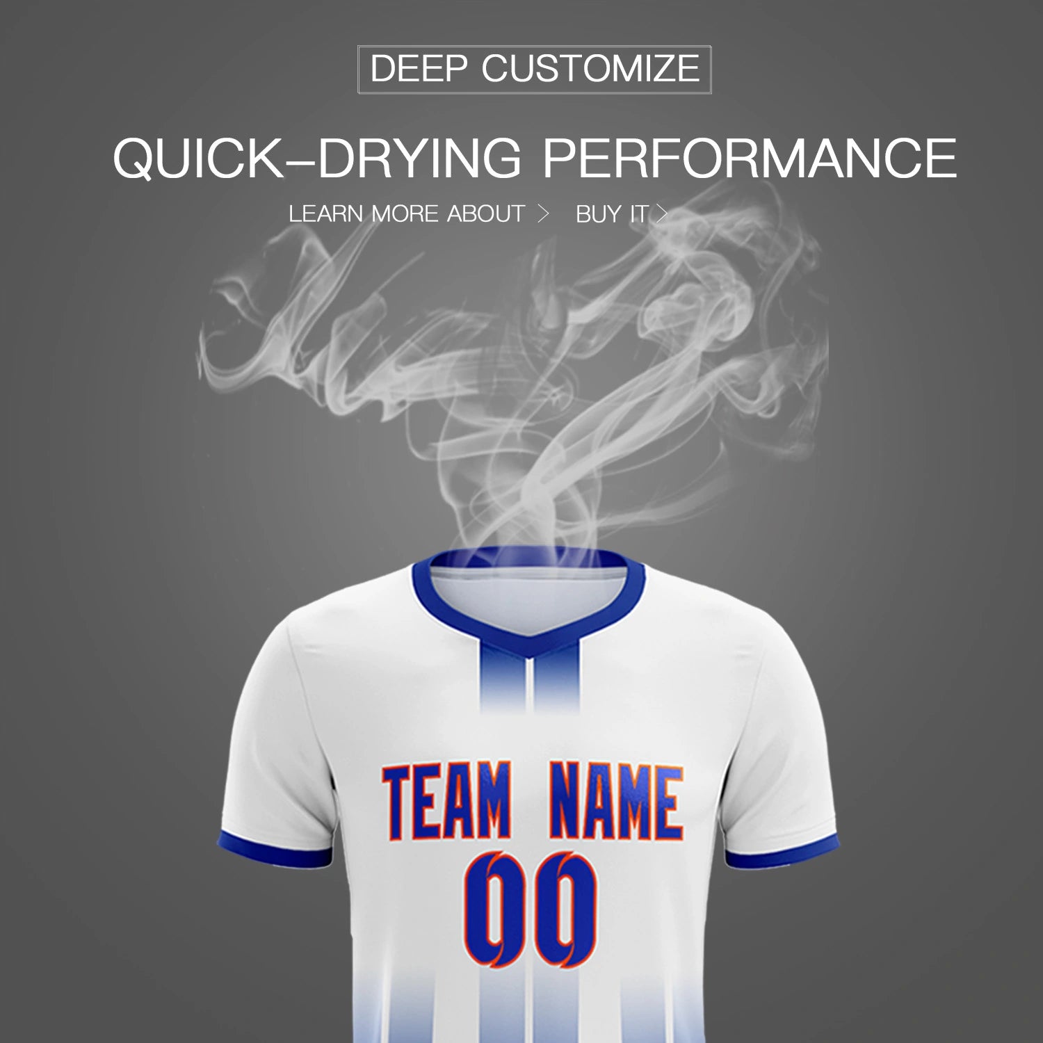 Custom White Royal Blue Vertical Training Uniform Soccer Sets Jersey