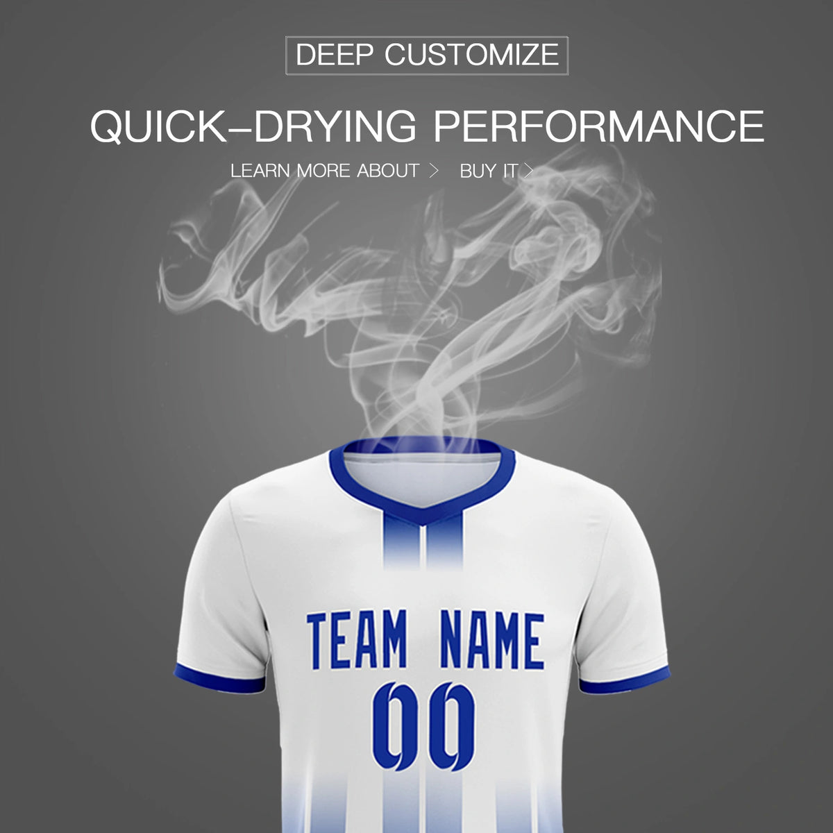 Custom White Royal Blue Vertical Training Uniform Soccer Sets Jersey