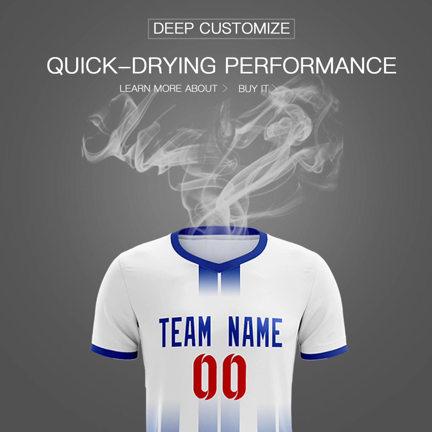 Custom White Royal Blue Vertical Training Uniform Soccer Sets Jersey