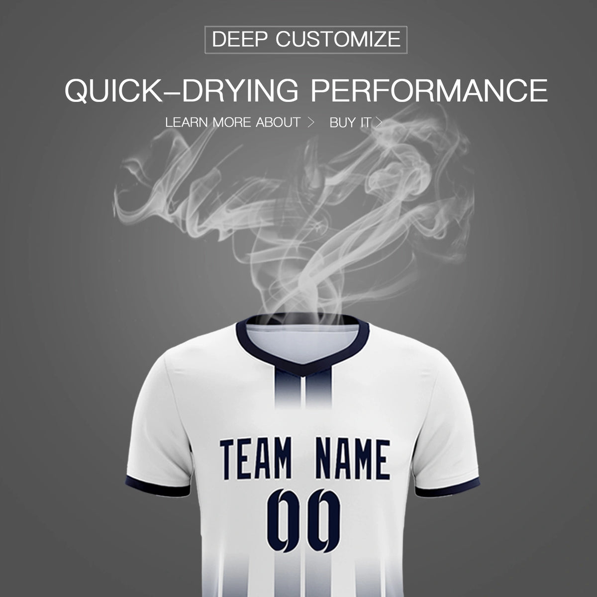 Custom White Navy Vertical Training Uniform Soccer Sets Jersey
