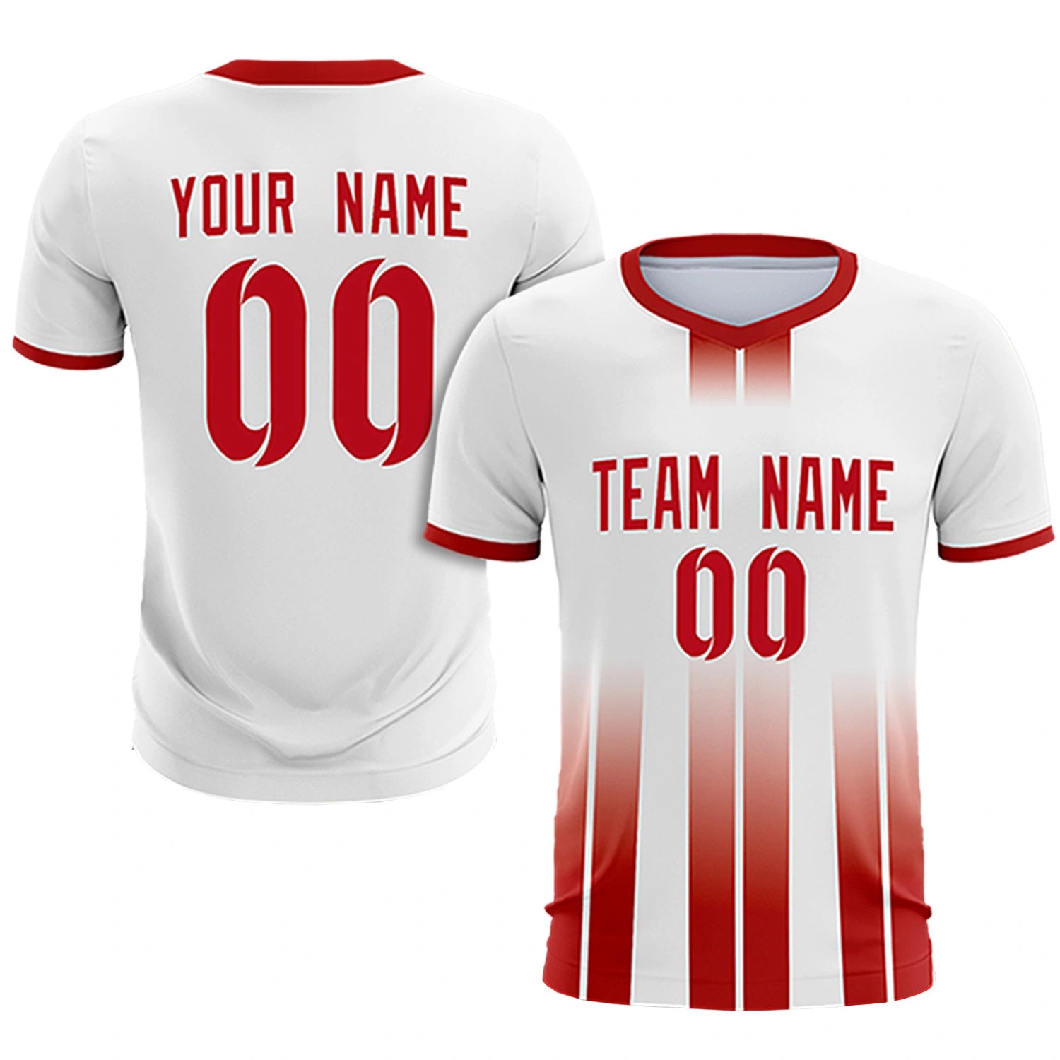 Custom White Red Vertical Training Uniform Soccer Sets Jersey
