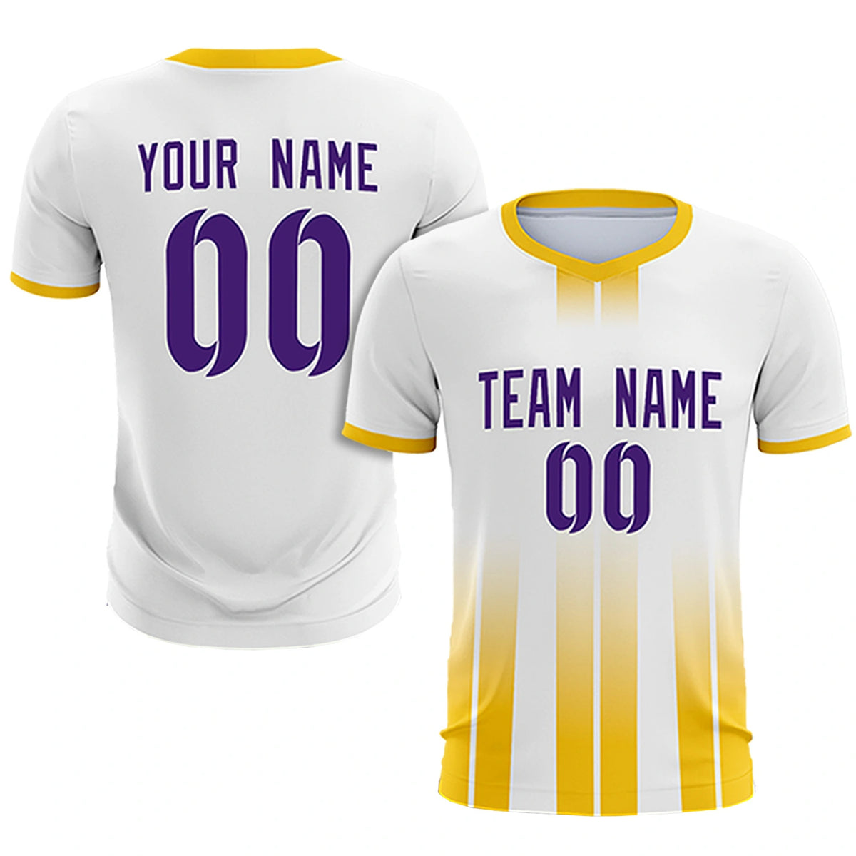 Custom White Gold01 Vertical Training Uniform Soccer Sets Jersey