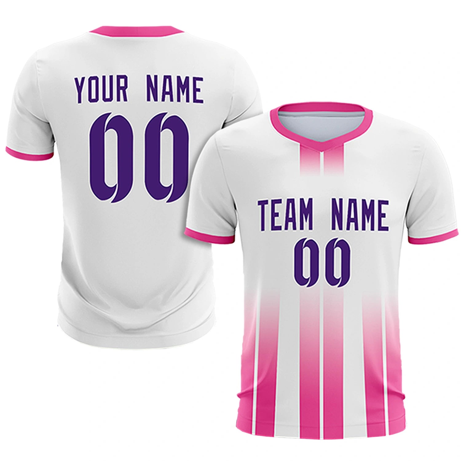 Custom White Pink Vertical Training Uniform Soccer Sets Jersey