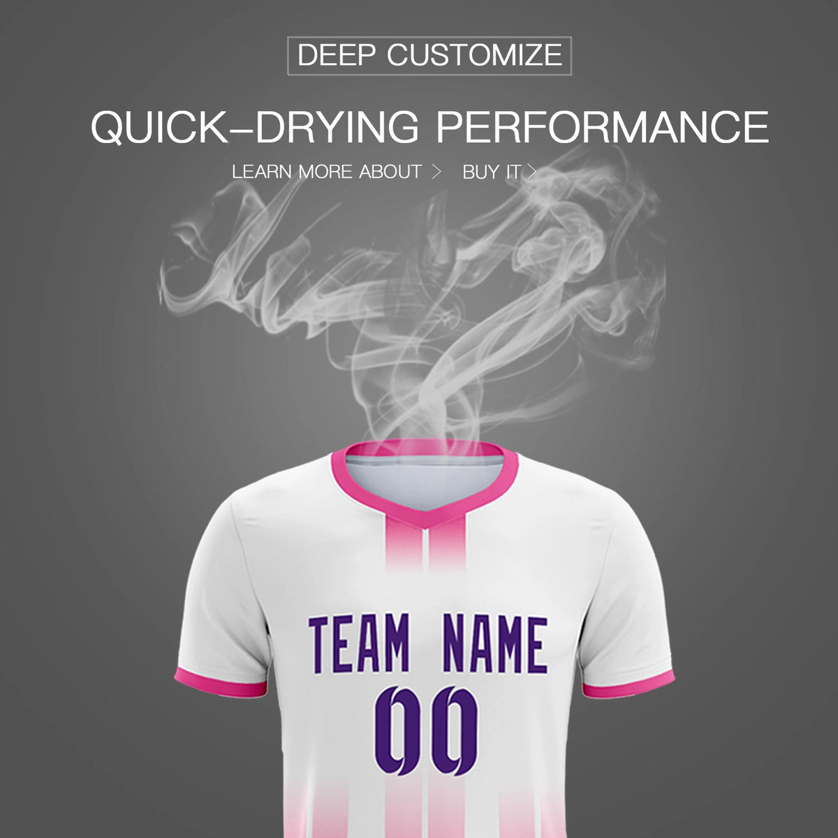 Custom White Pink Vertical Training Uniform Soccer Sets Jersey