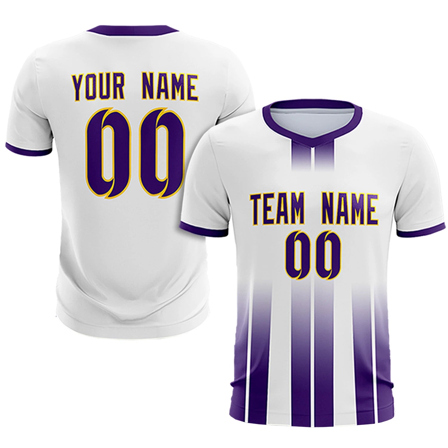 Custom White Purple Vertical Training Uniform Soccer Sets Jersey