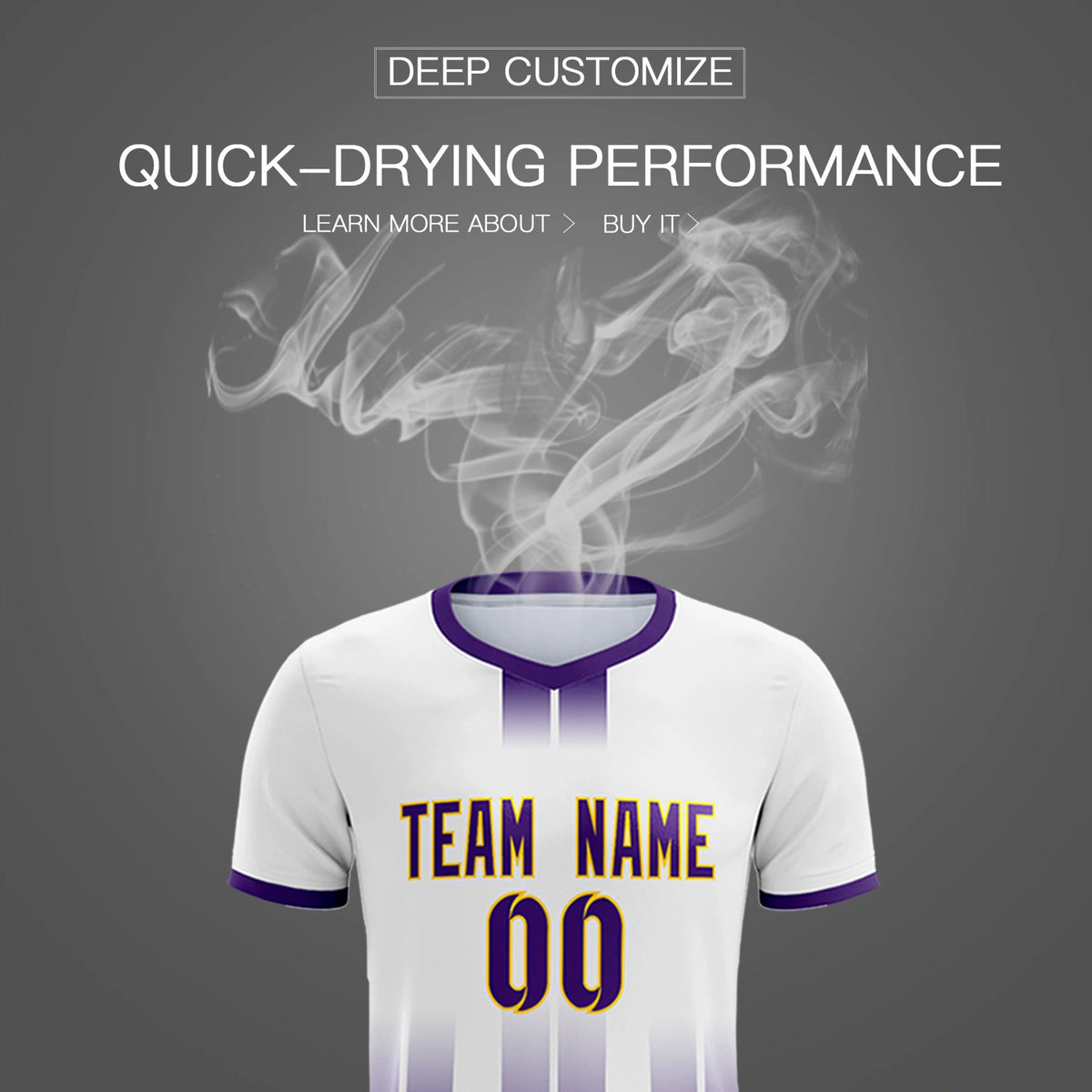 Custom White Purple Vertical Training Uniform Soccer Sets Jersey