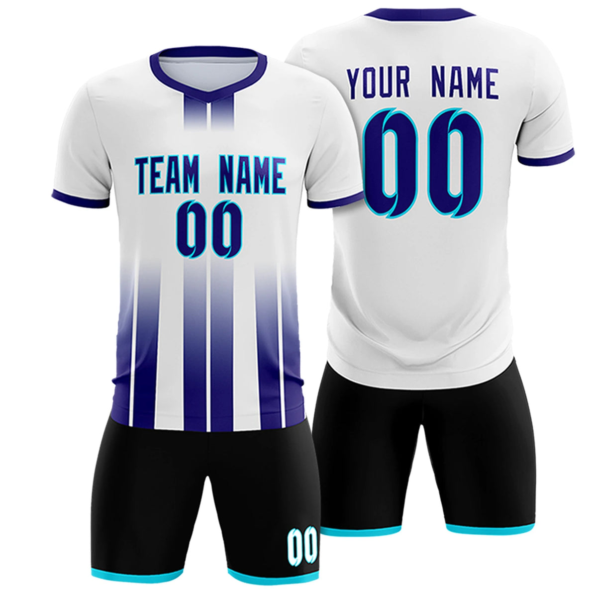 Custom White Purple Vertical Training Uniform Soccer Sets Jersey
