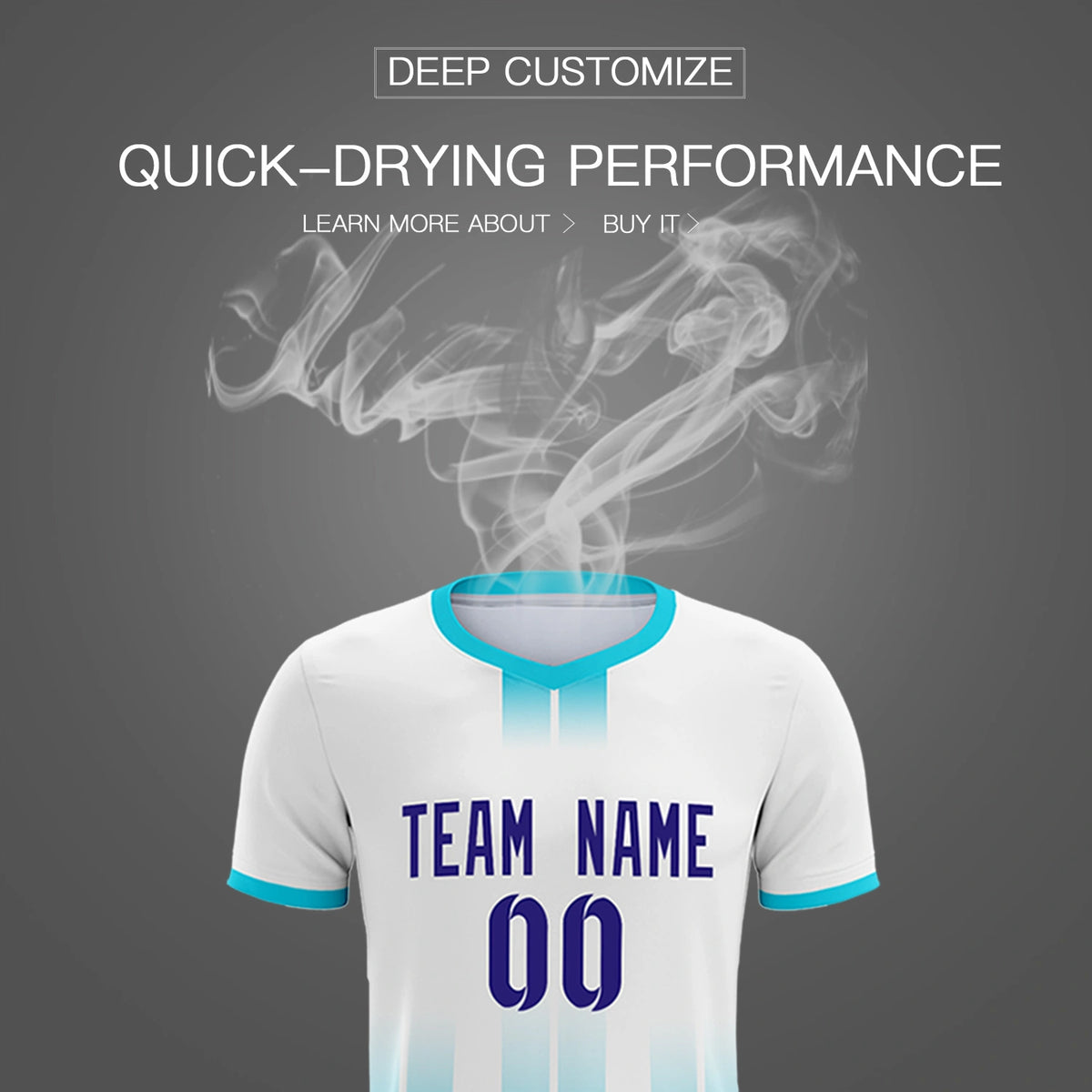 Custom White Sky Blue Vertical Training Uniform Soccer Sets Jersey