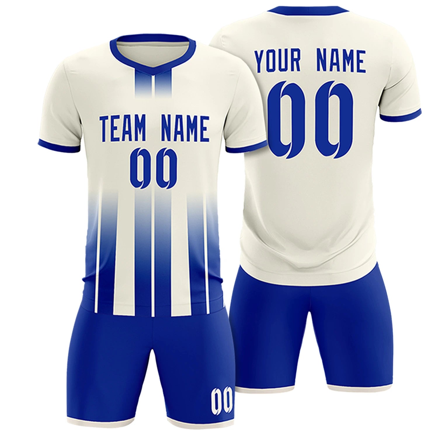 Custom Khaki Royal Blue Vertical Training Uniform Soccer Sets Jersey