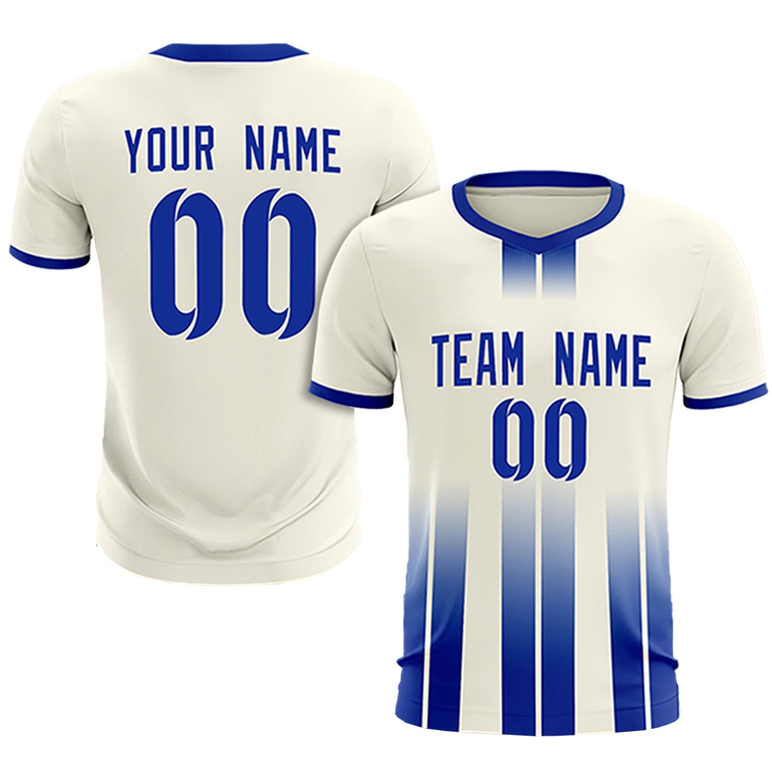 Custom Khaki Royal Blue Vertical Training Uniform Soccer Sets Jersey