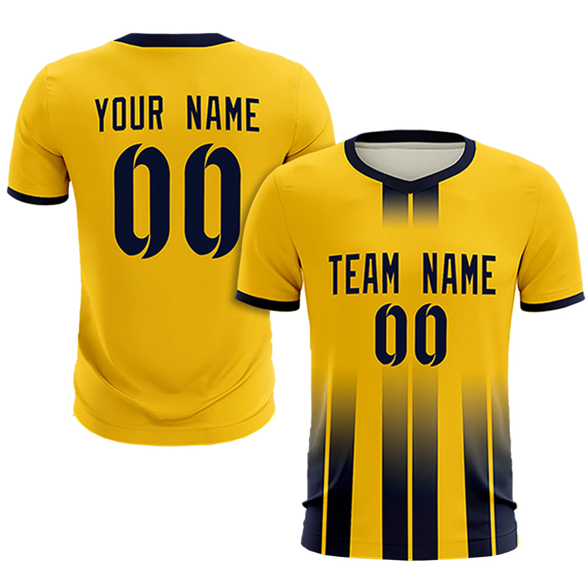 Custom Gold01 Navy Vertical Training Uniform Soccer Sets Jersey