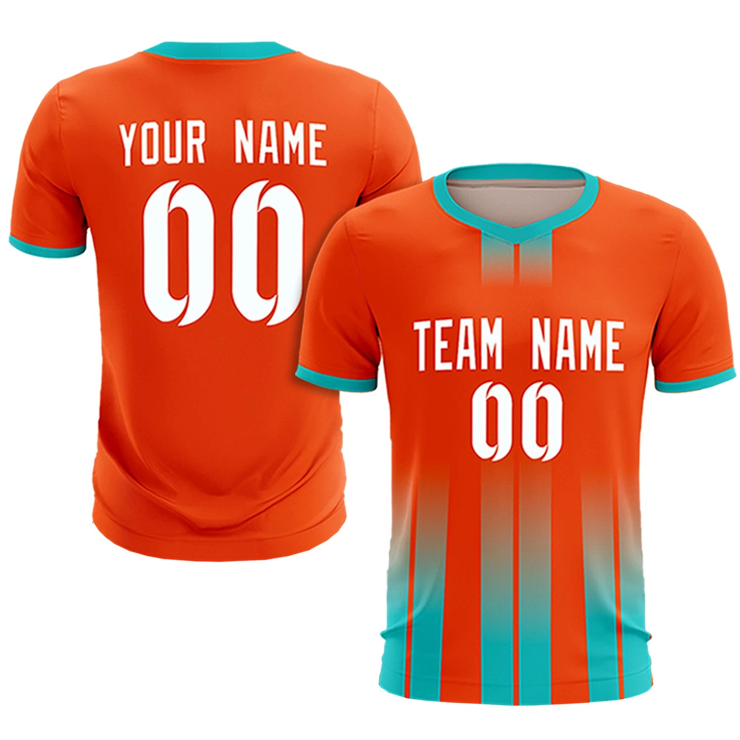 Custom Orange Bright Green Vertical Training Uniform Soccer Sets Jersey
