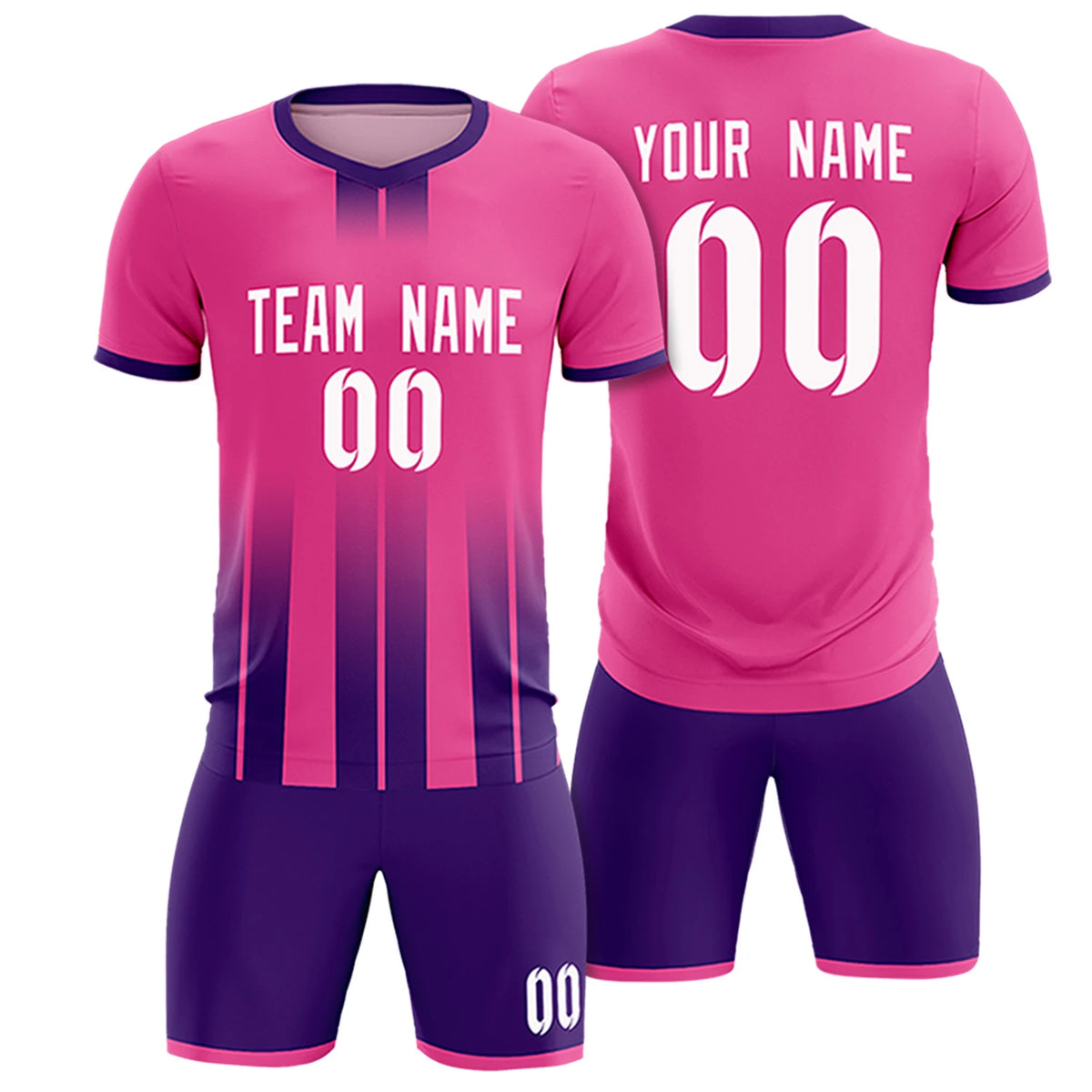 Custom Pink Purple Vertical Training Uniform Soccer Sets Jersey