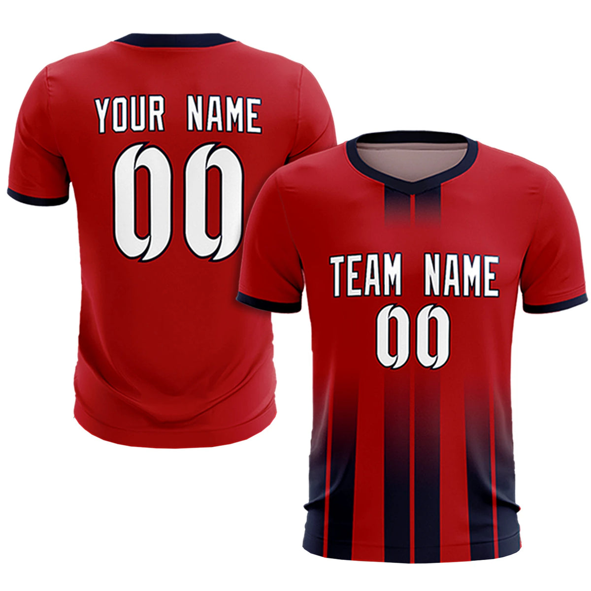 Custom Red Navy Vertical Training Uniform Soccer Sets Jersey