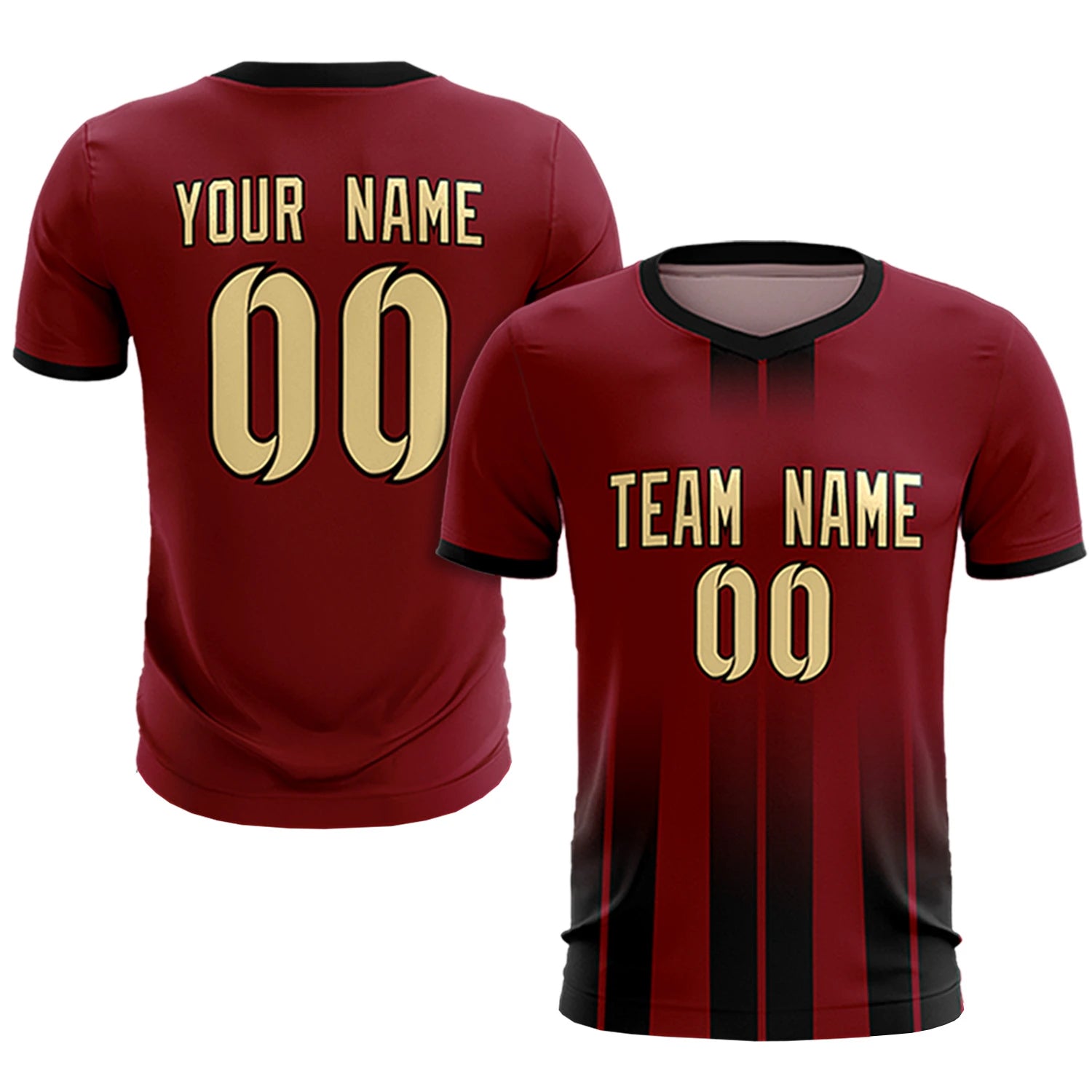 Custom Crimson Black Vertical Training Uniform Soccer Sets Jersey
