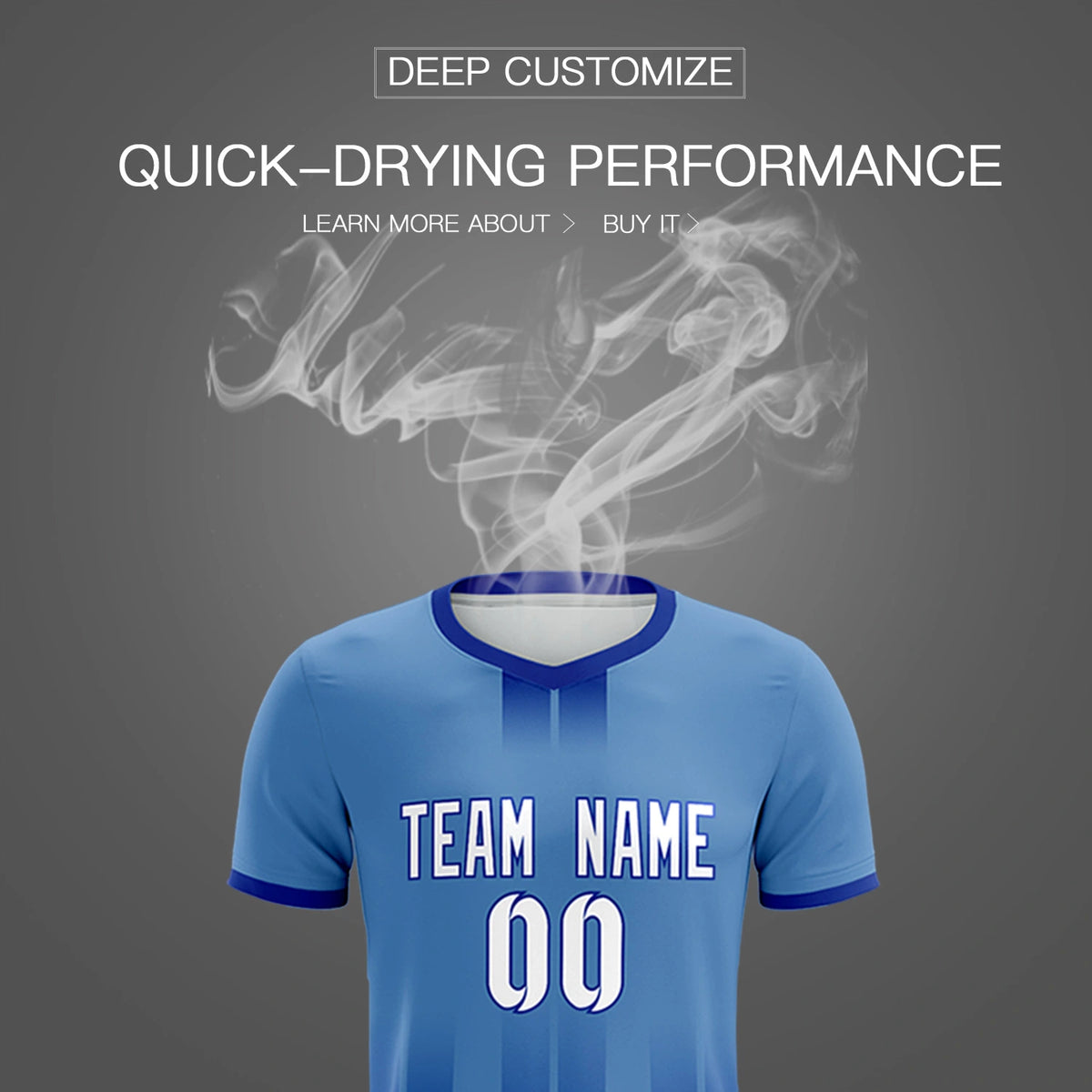 Custom Light Blue Royal Blue Vertical Training Uniform Soccer Sets Jersey