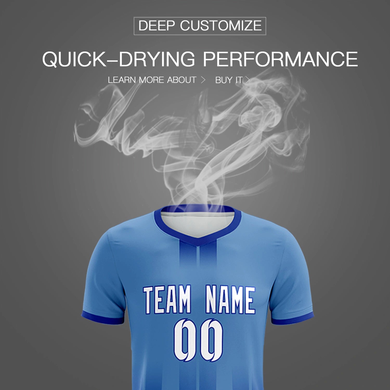Custom Light Blue Royal Blue Vertical Training Uniform Soccer Sets Jersey