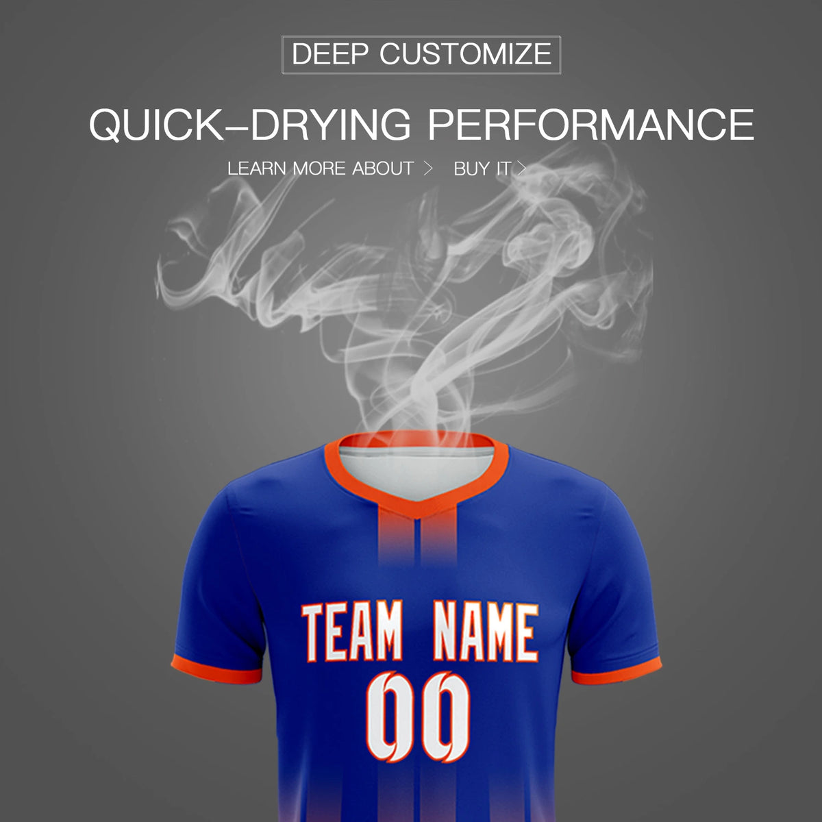 Custom Royal Blue Orange Vertical Training Uniform Soccer Sets Jersey