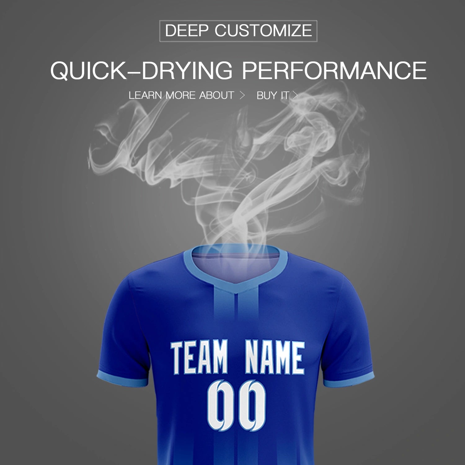 Custom Royal Blue Light Blue Vertical Training Uniform Soccer Sets Jersey