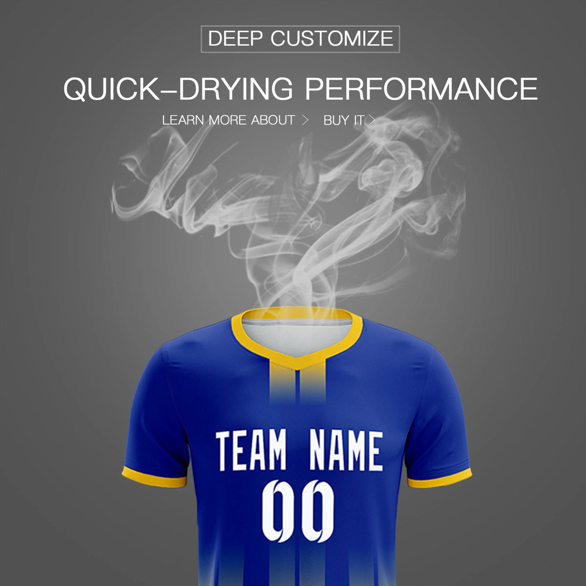Custom Royal Blue Gold01 Vertical Training Uniform Soccer Sets Jersey