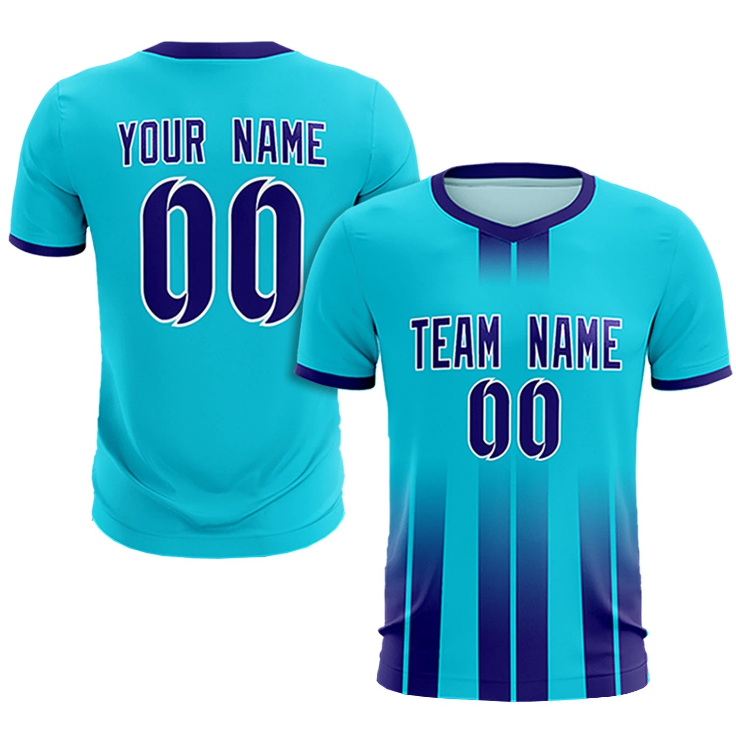 Custom Sky Blue Purple Vertical Training Uniform Soccer Sets Jersey