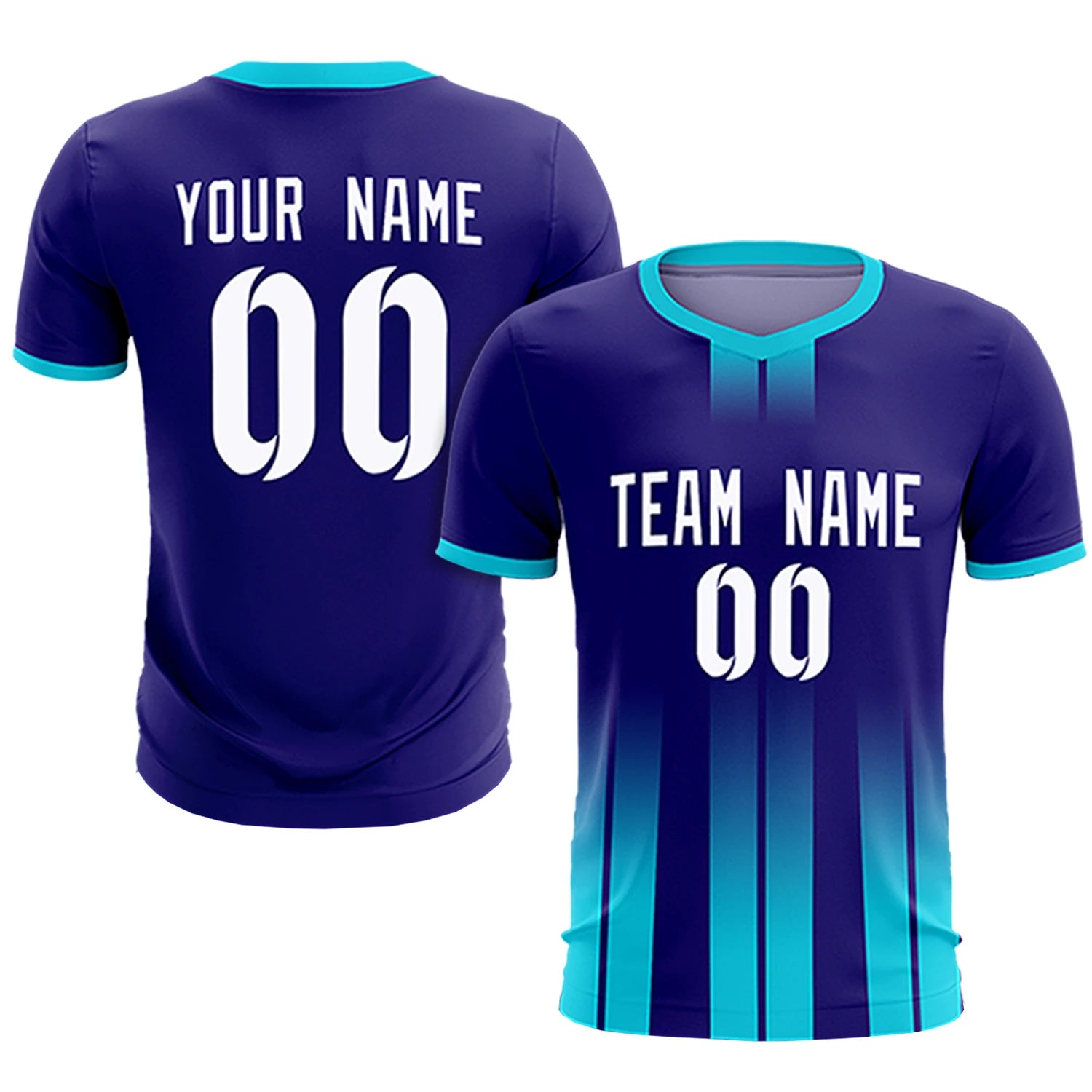 Custom Purple Sky Blue Vertical Training Uniform Soccer Sets Jersey