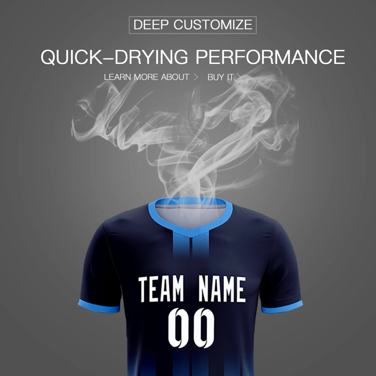 Custom Navy Powder Blue Vertical Training Uniform Soccer Sets Jersey