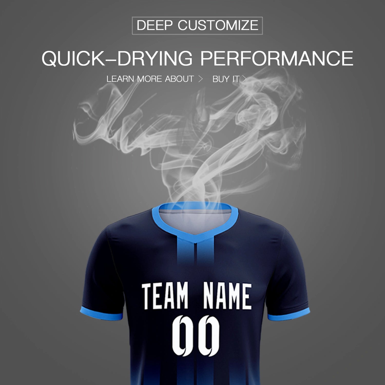 Custom Navy Powder Blue Vertical Training Uniform Soccer Sets Jersey