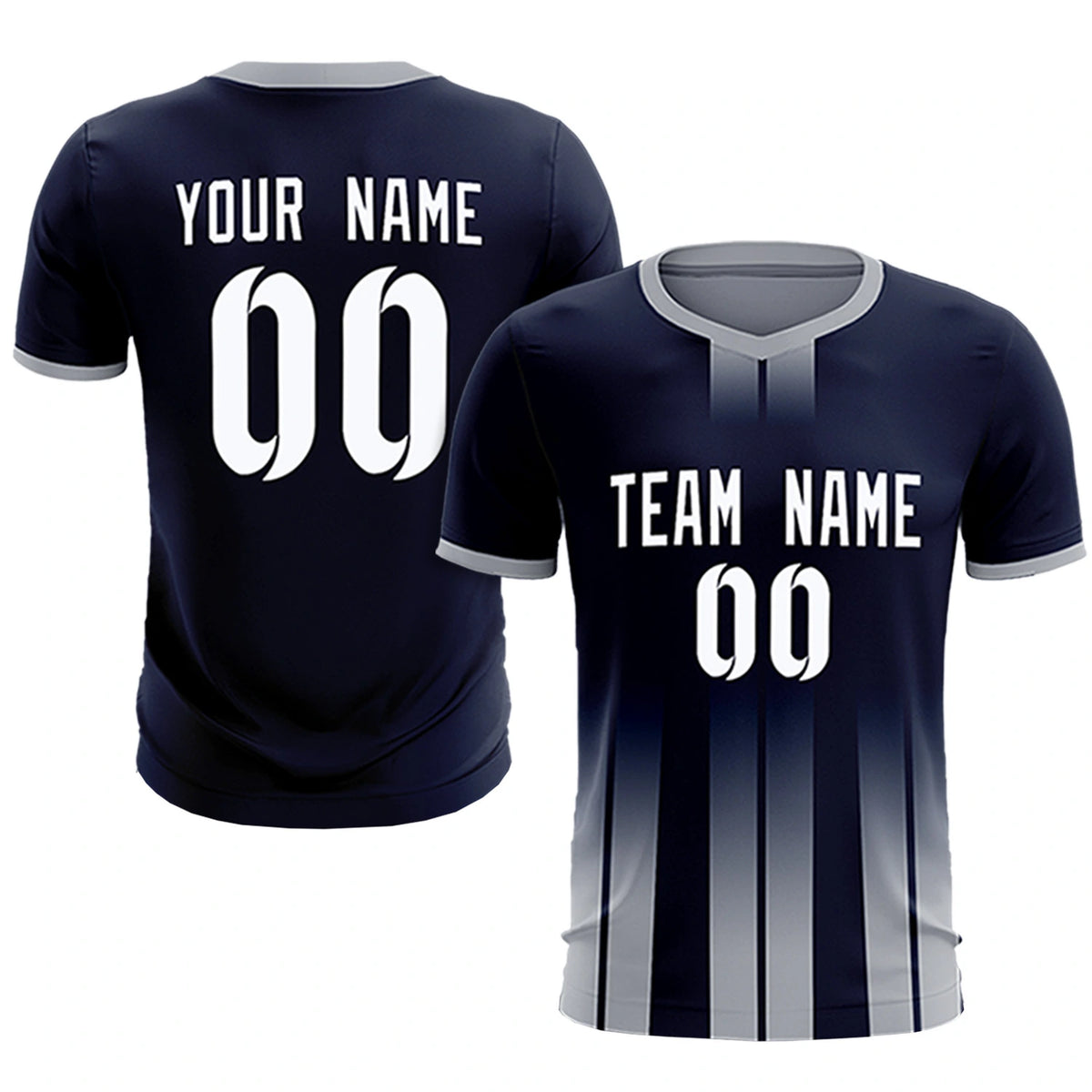 Custom Navy Gray Vertical Training Uniform Soccer Sets Jersey