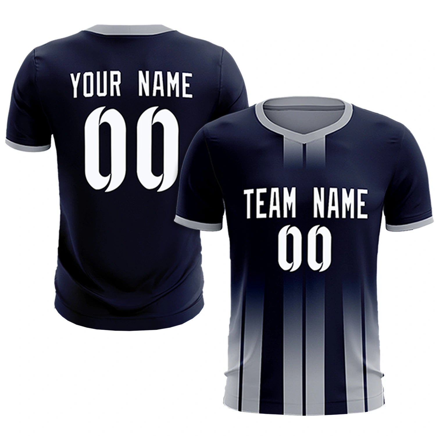 Custom Navy Gray Vertical Training Uniform Soccer Sets Jersey