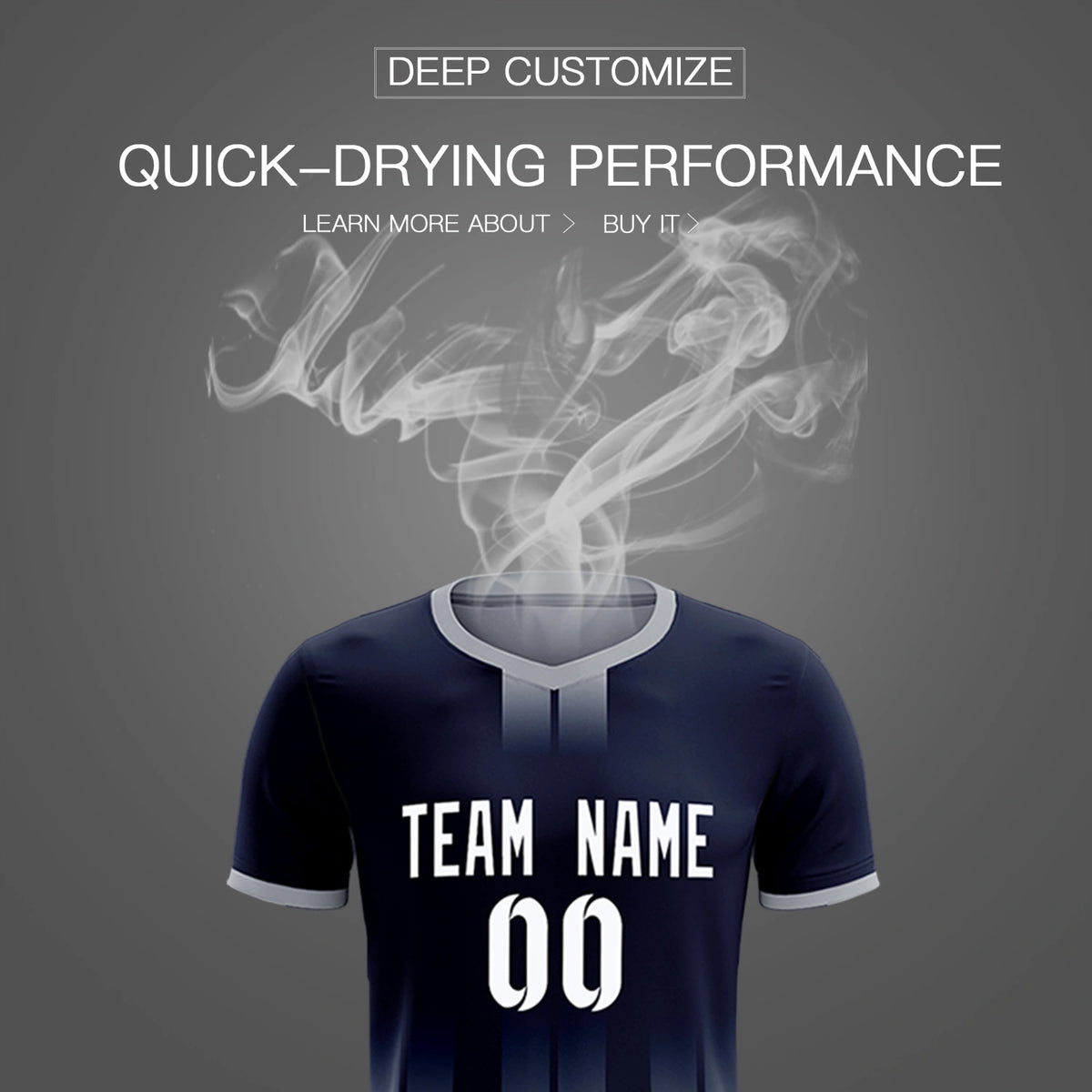 Custom Navy Gray Vertical Training Uniform Soccer Sets Jersey