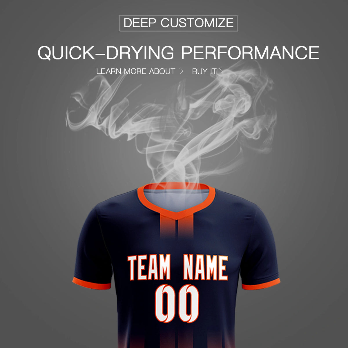 Custom Navy Orange Vertical Training Uniform Soccer Sets Jersey