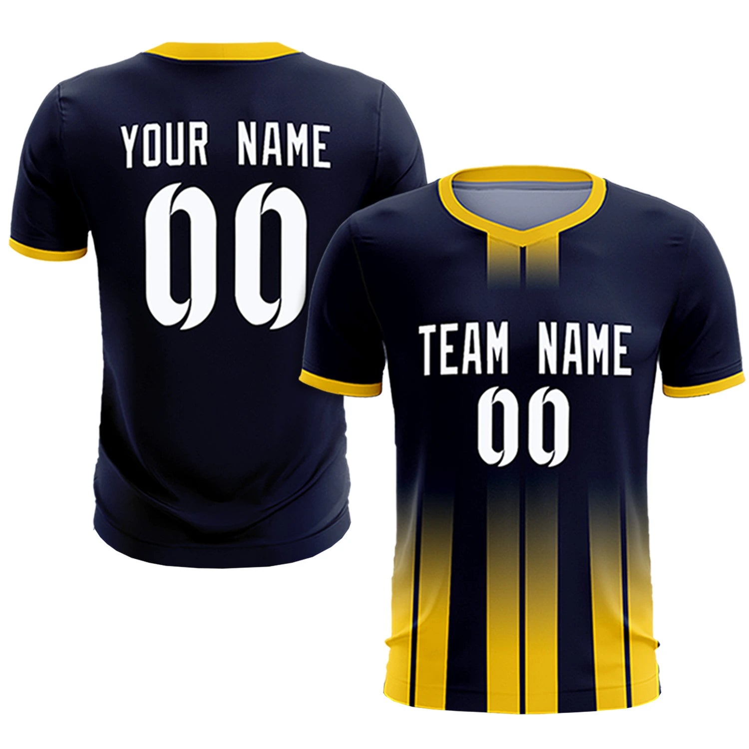 Custom Navy Gold01 Vertical Training Uniform Soccer Sets Jersey