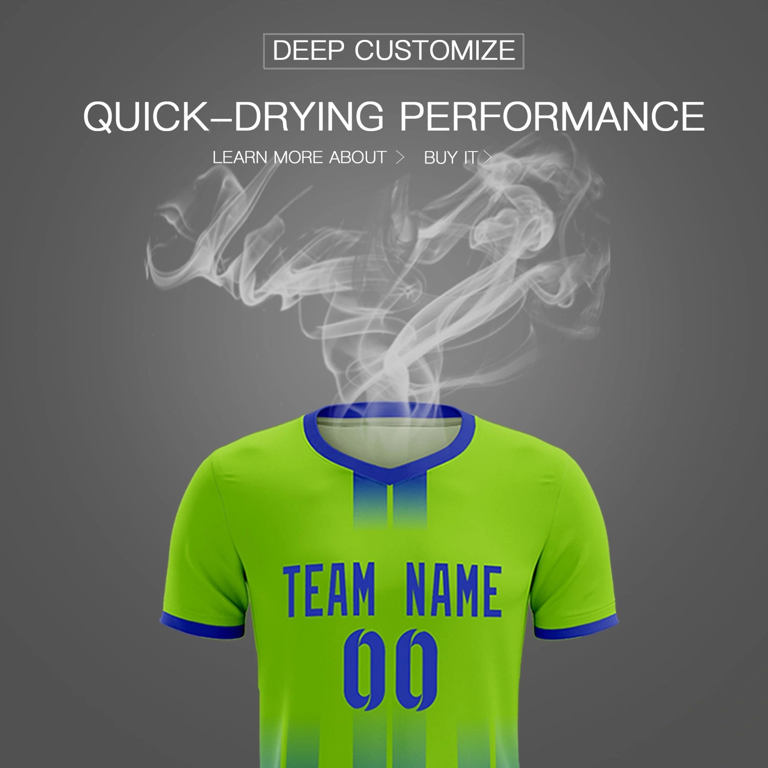 Custom Neon Green Royal Blue Vertical Training Uniform Soccer Sets Jersey