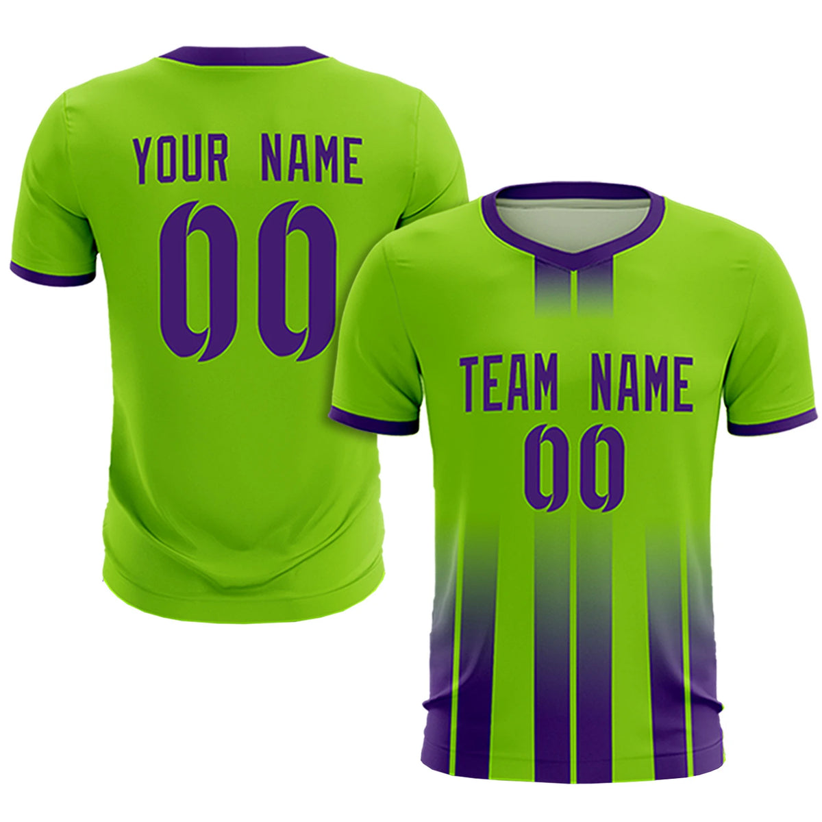 Custom Neon Green Purple Vertical Training Uniform Soccer Sets Jersey