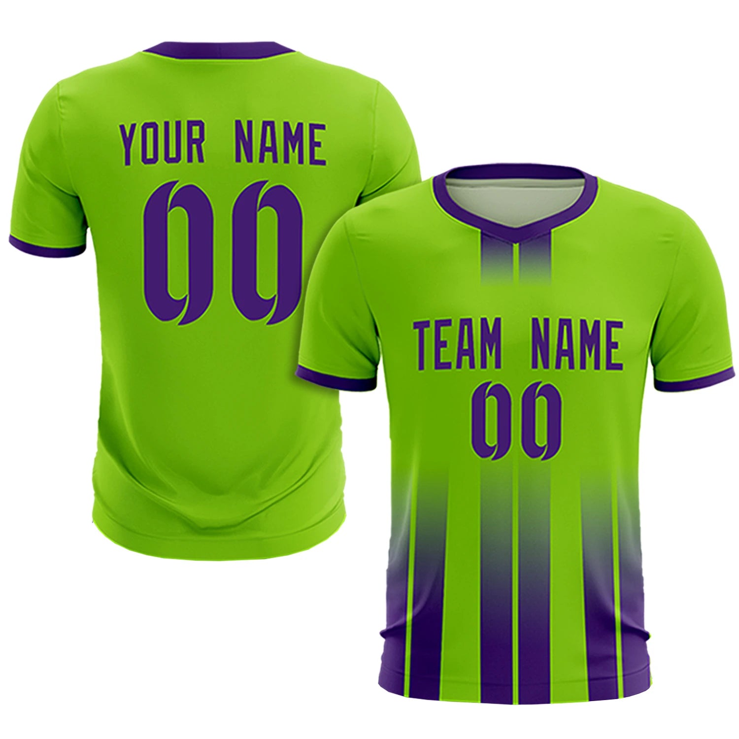Custom Neon Green Purple Vertical Training Uniform Soccer Sets Jersey