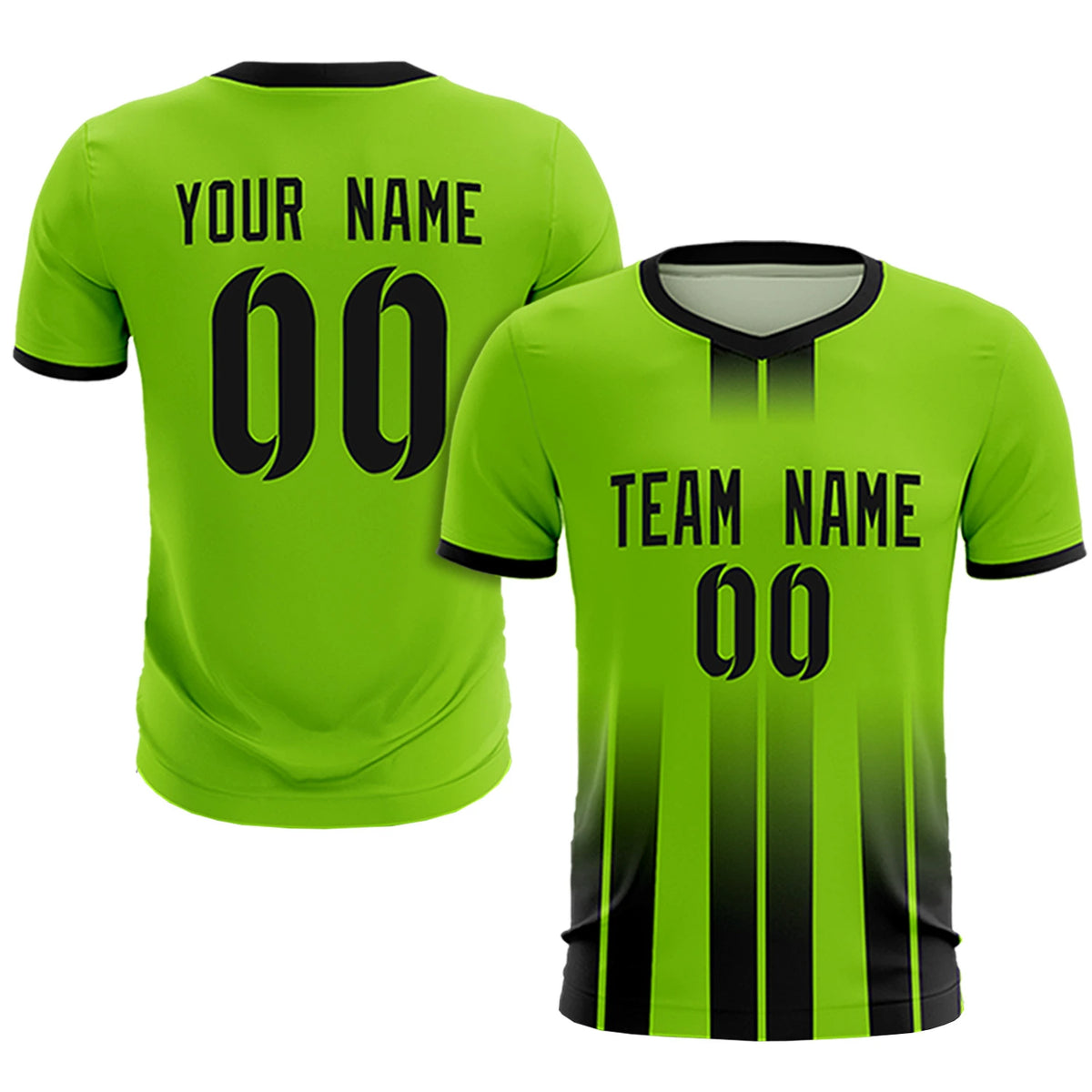 Custom Neon Green Black Vertical Training Uniform Soccer Sets Jersey