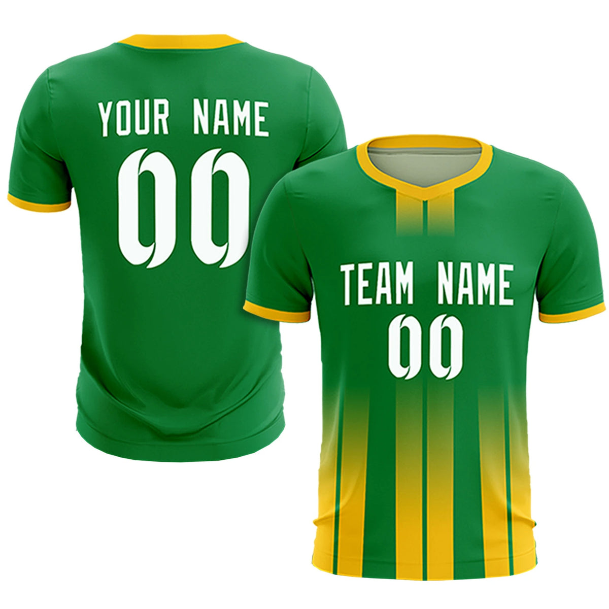 Custom Kelly Green Gold01 Vertical Training Uniform Soccer Sets Jersey