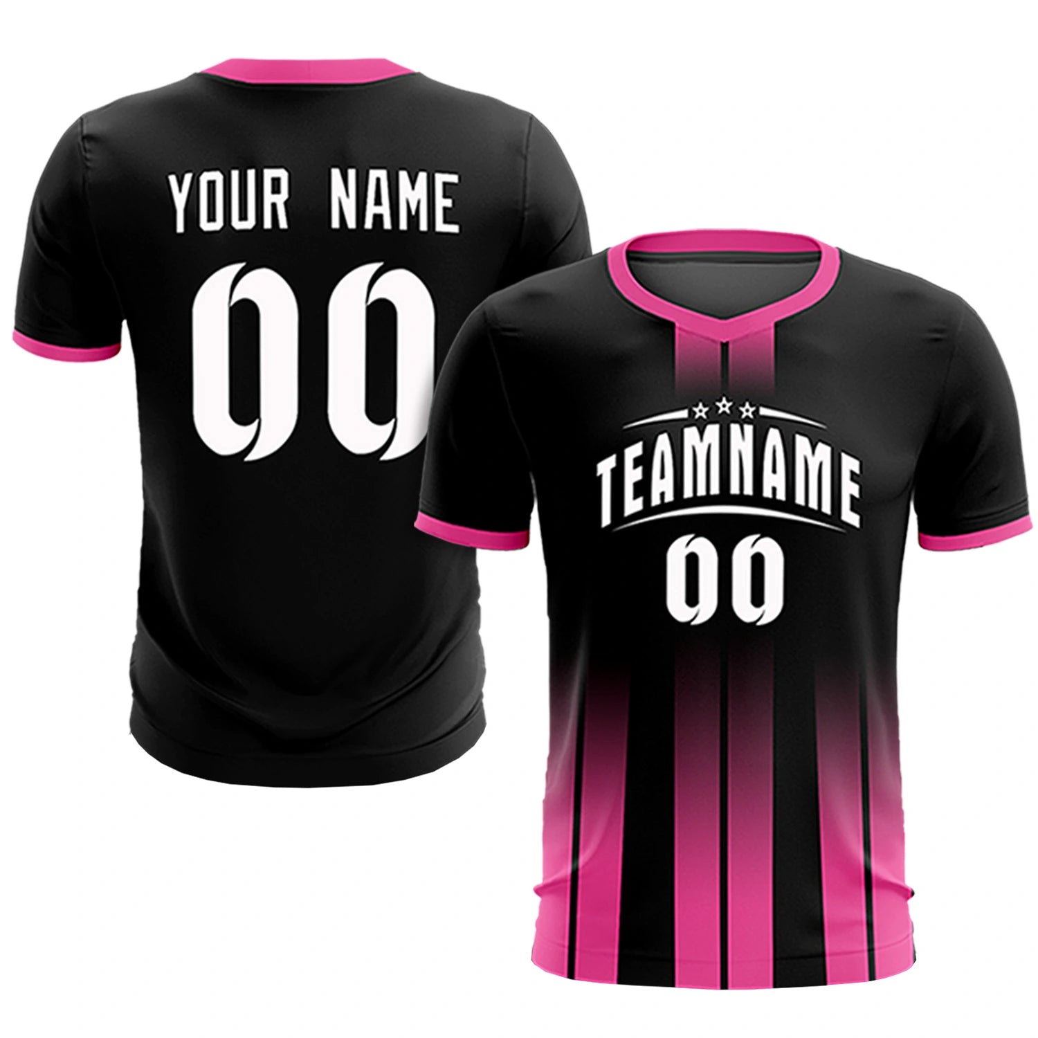 Custom Black Pink Vertical Training Uniform Soccer Sets Jersey