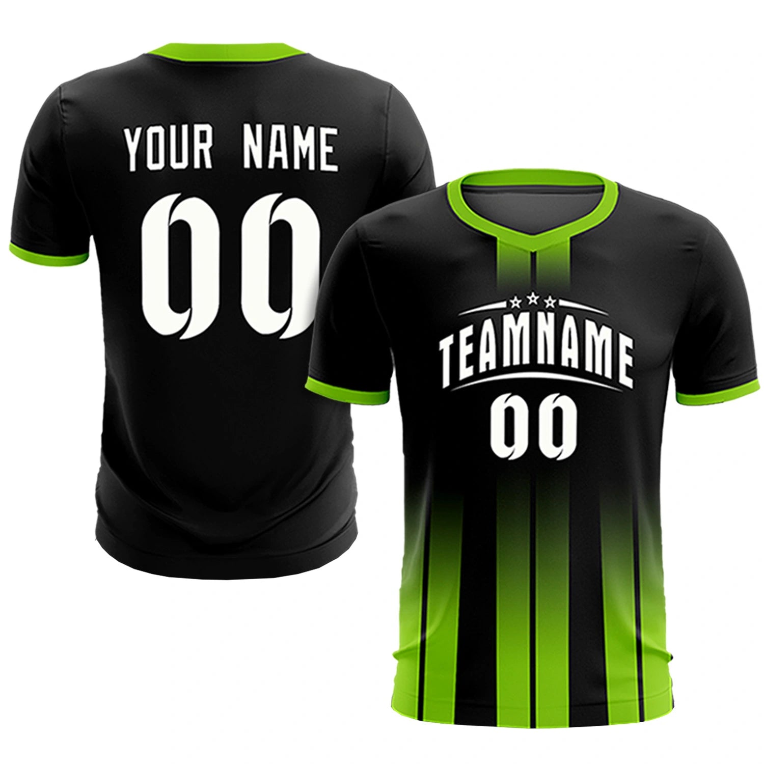 Custom Black Neon Green Vertical Training Uniform Soccer Sets Jersey