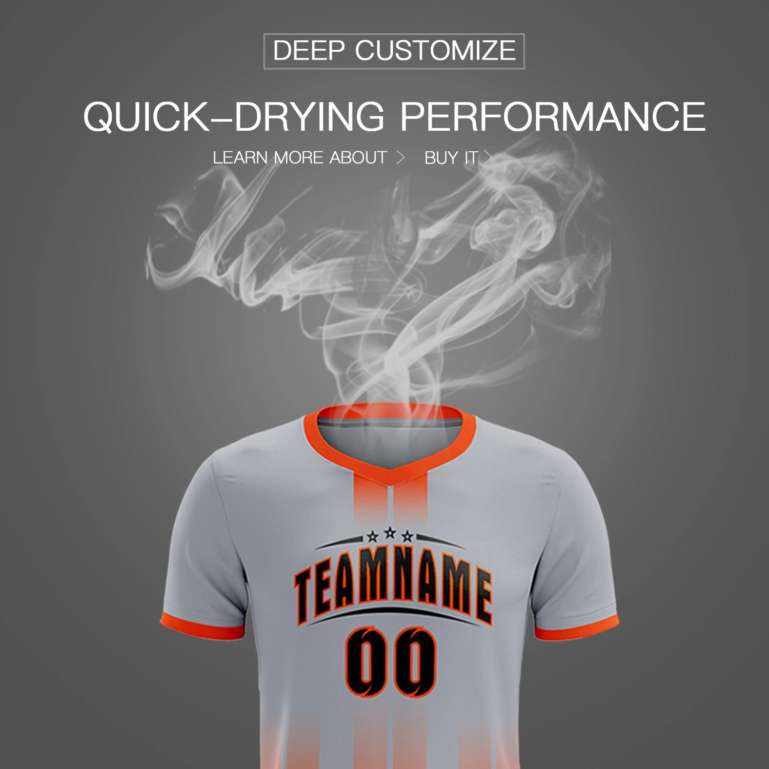 Custom Gray Orange Vertical Training Uniform Soccer Sets Jersey