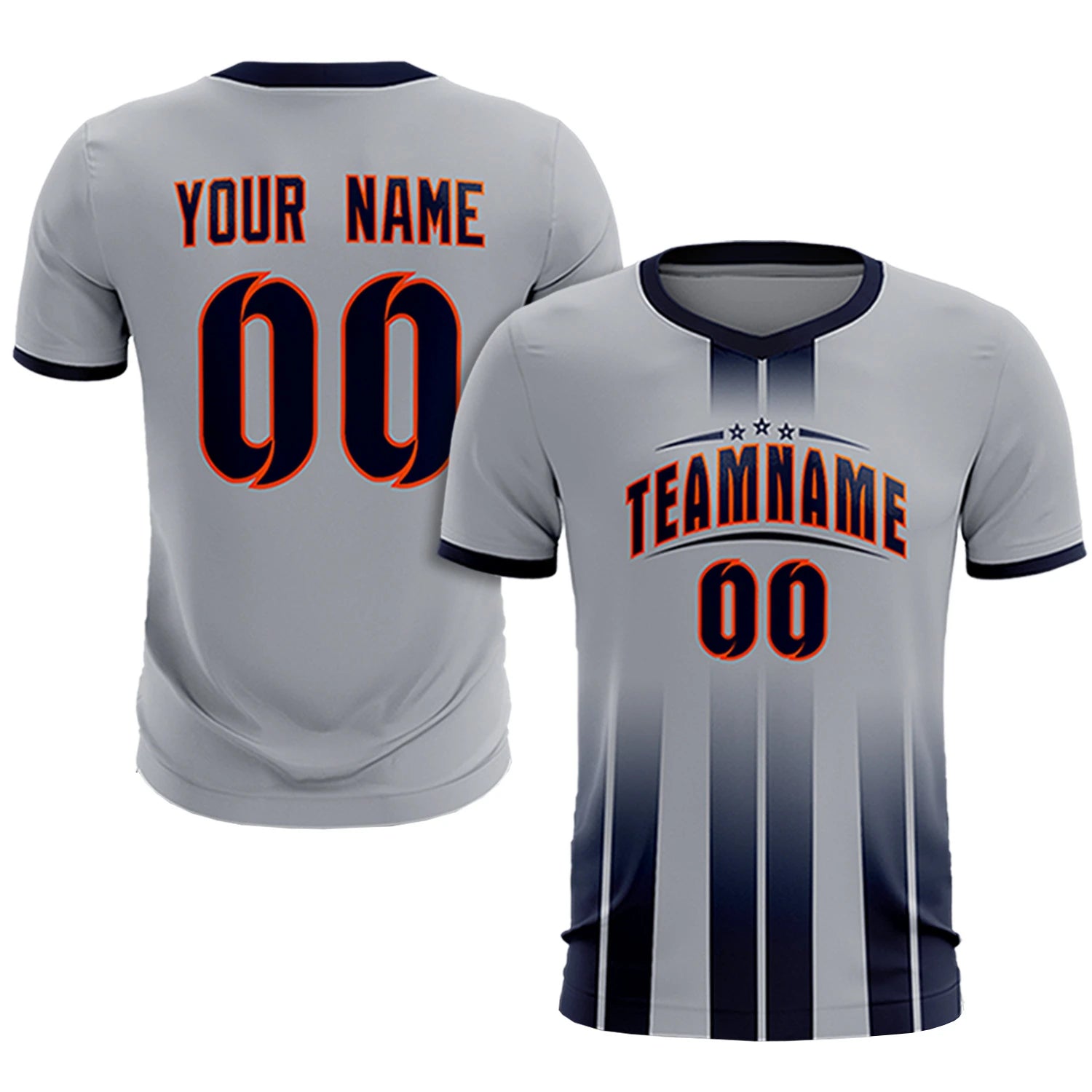 Custom Gray Navy Vertical Training Uniform Soccer Sets Jersey