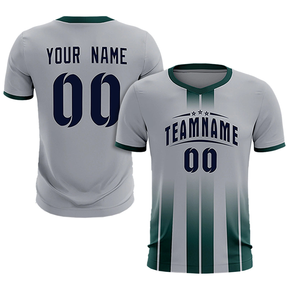 Custom Gray Midnight Green Vertical Training Uniform Soccer Sets Jersey