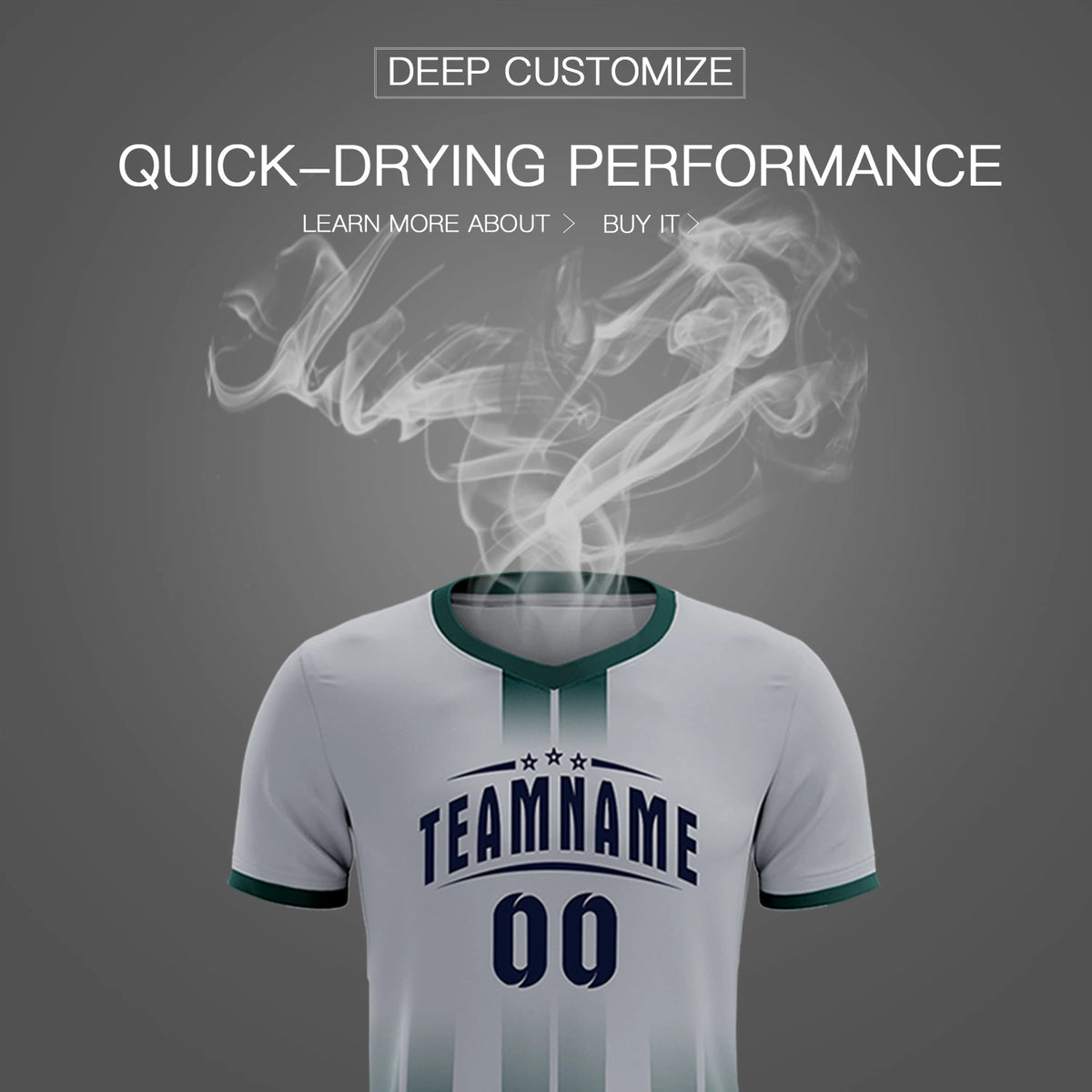 Custom Gray Midnight Green Vertical Training Uniform Soccer Sets Jersey