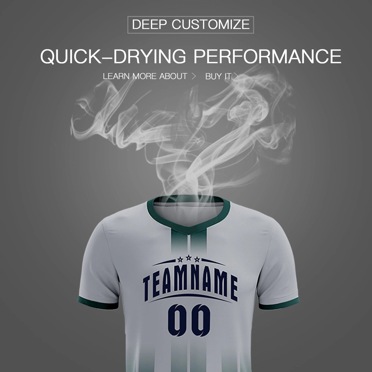 Custom Gray Midnight Green Vertical Training Uniform Soccer Sets Jersey