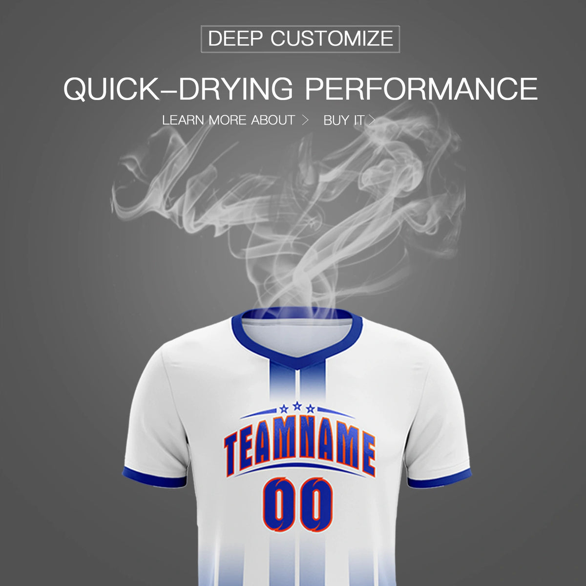 Custom White Royal Blue Vertical Training Uniform Soccer Sets Jersey